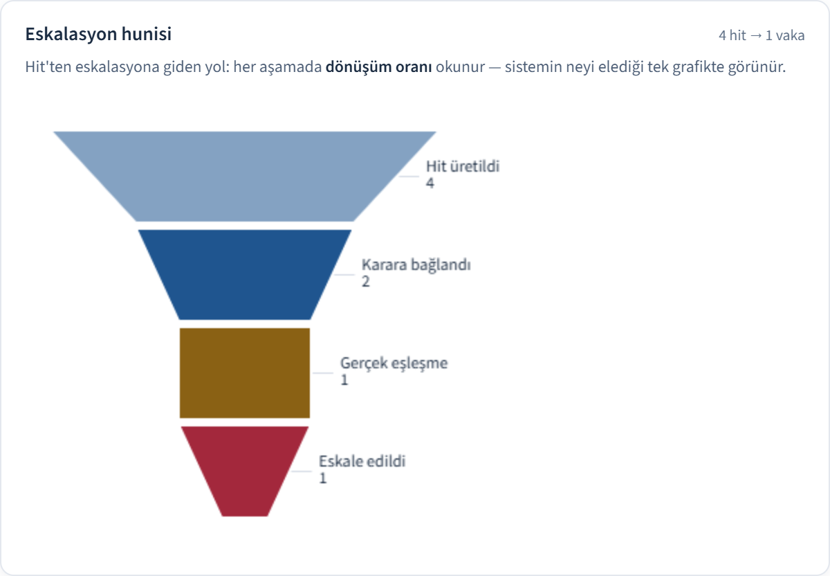 Dvexio analiz ve raporlama kesiti, örnek veriler